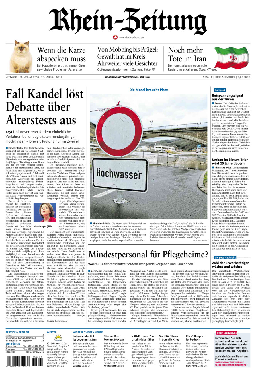 Rhein-Zeitung Kreis Ahrweiler vom Mittwoch, 03.01.2018