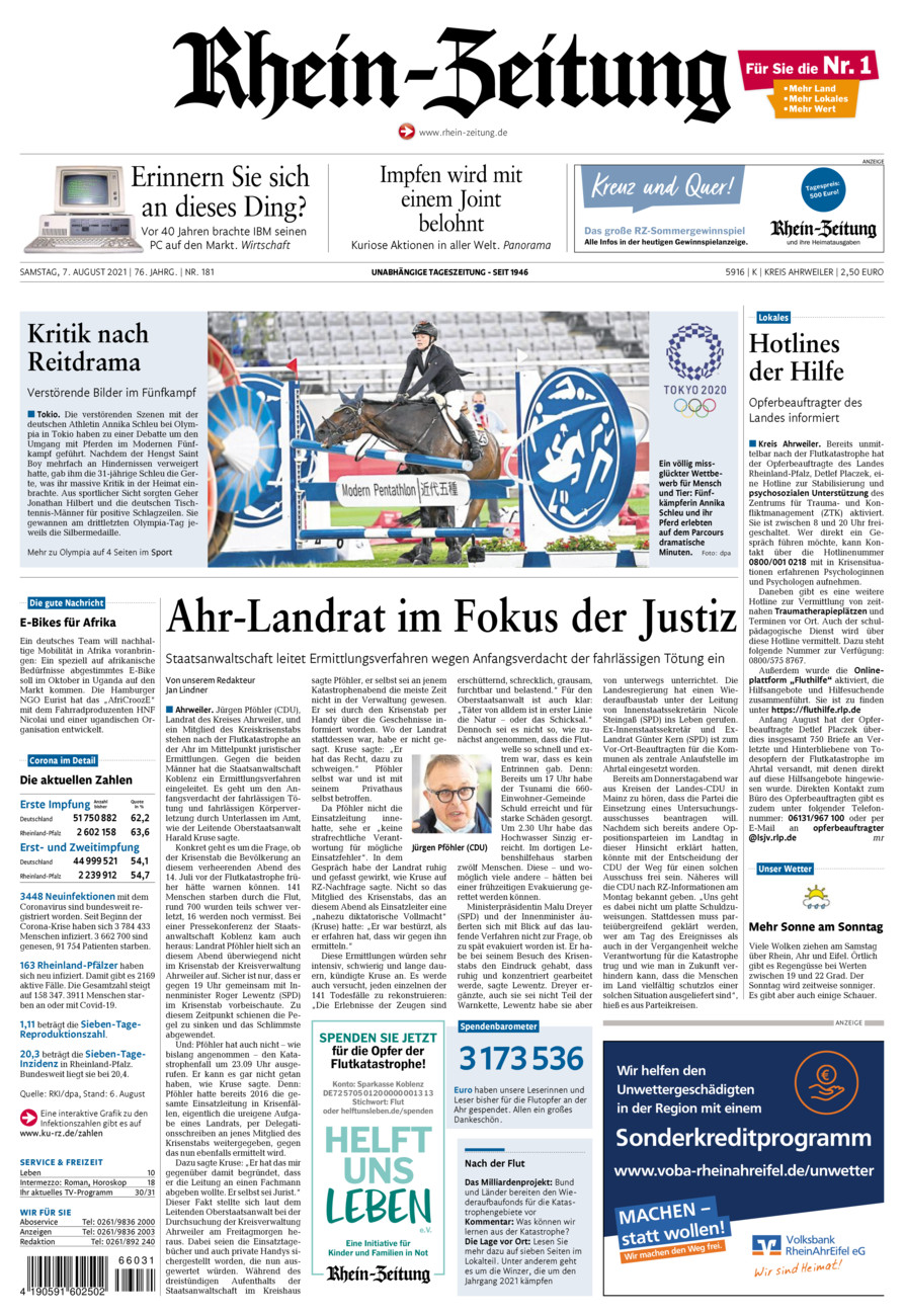 Rhein-Zeitung Kreis Ahrweiler vom Samstag, 07.08.2021