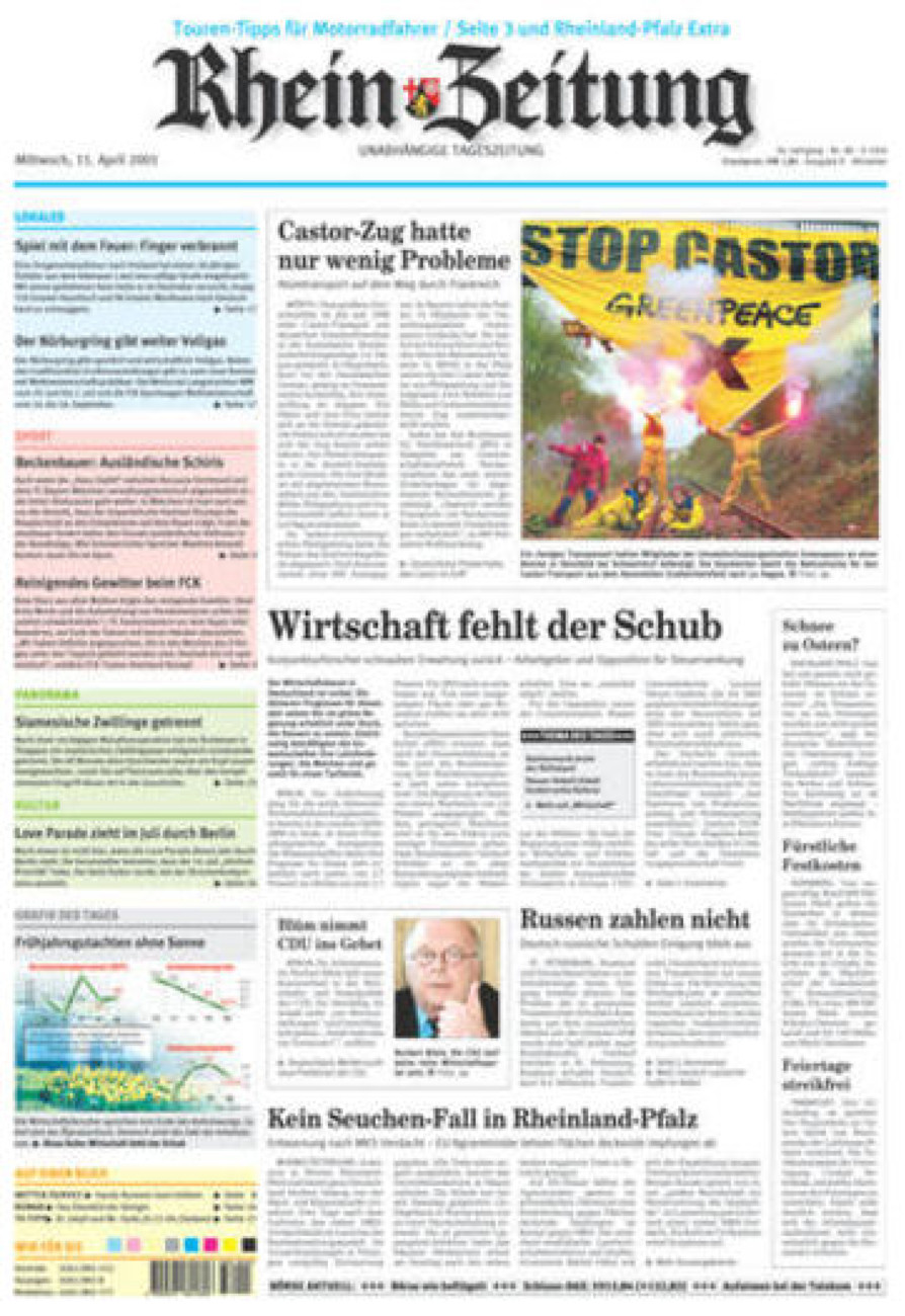 Rhein-Zeitung Kreis Ahrweiler vom Mittwoch, 11.04.2001