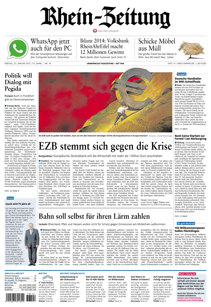 Rhein-Zeitung Kreis Ahrweiler vom Freitag, 23.01.2015