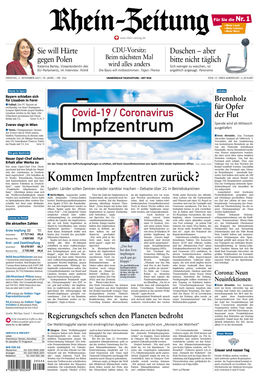 Rhein-Zeitung Kreis Ahrweiler vom Dienstag, 02.11.2021