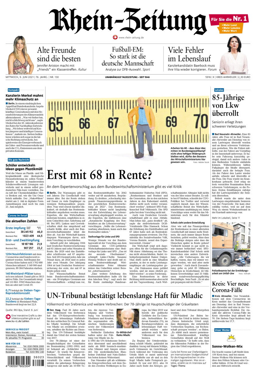 Rhein-Zeitung Kreis Ahrweiler vom Mittwoch, 09.06.2021