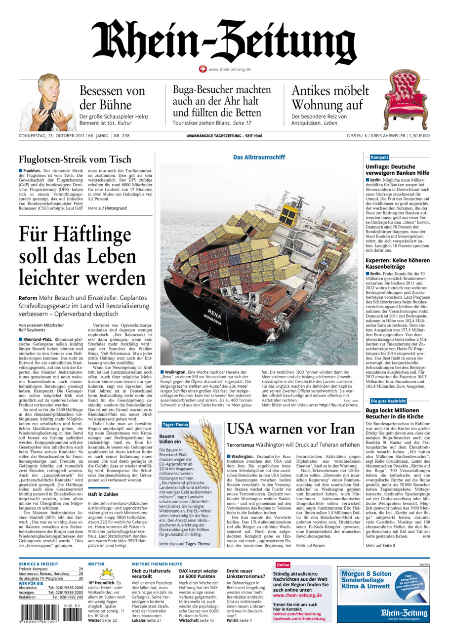 Rhein-Zeitung Kreis Ahrweiler vom Donnerstag, 13.10.2011