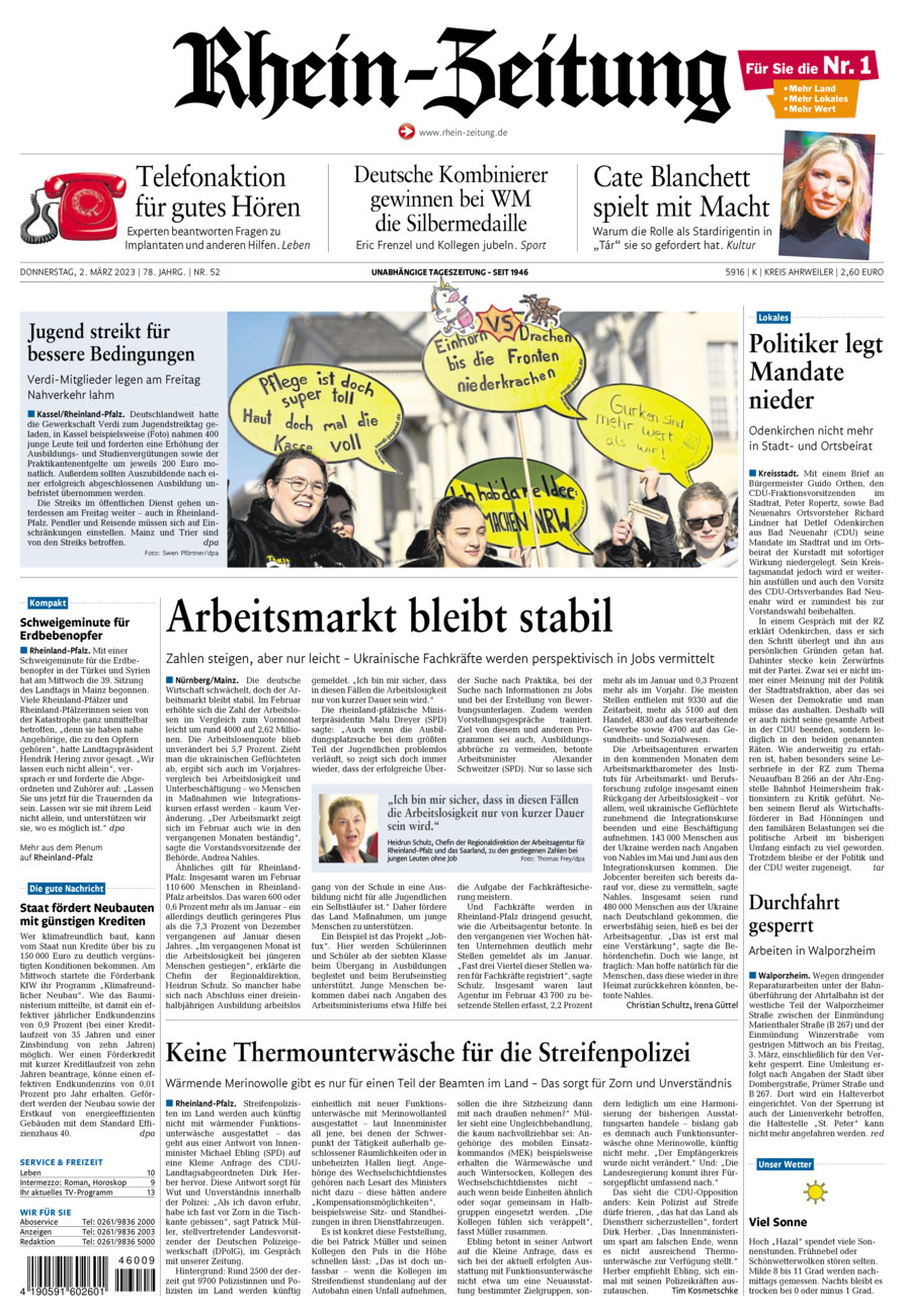 Rhein-Zeitung Kreis Ahrweiler vom Donnerstag, 02.03.2023