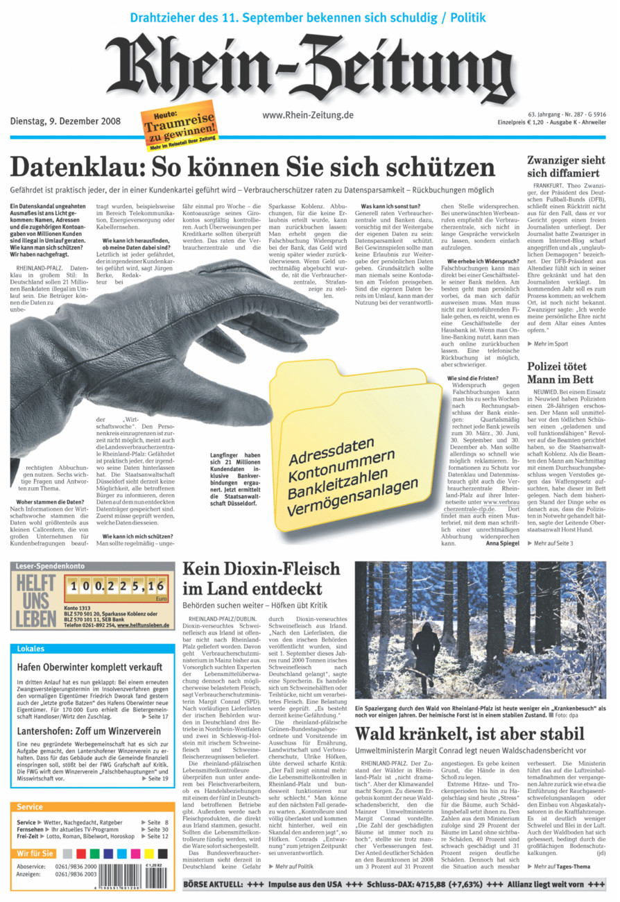 Rhein-Zeitung Kreis Ahrweiler vom Dienstag, 09.12.2008