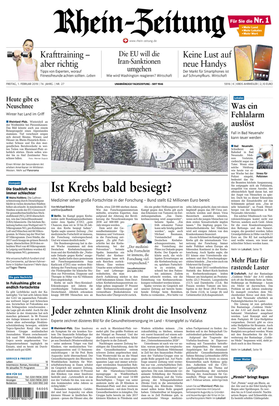 Rhein-Zeitung Kreis Ahrweiler vom Freitag, 01.02.2019