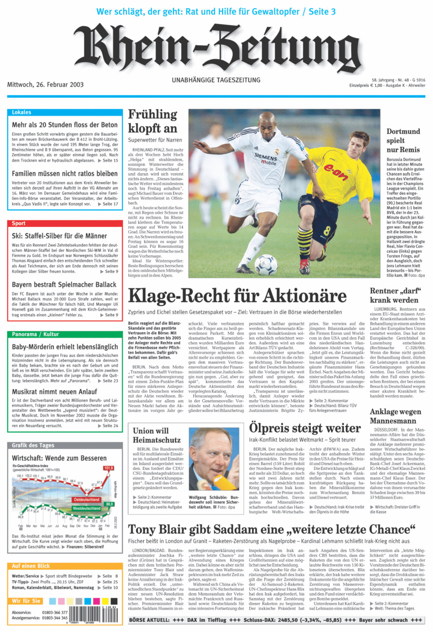 Rhein-Zeitung Kreis Ahrweiler vom Mittwoch, 26.02.2003