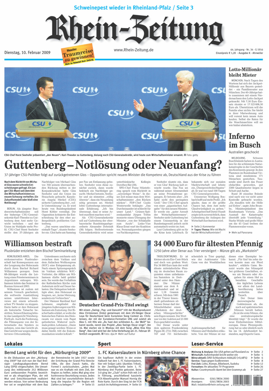 Rhein-Zeitung Kreis Ahrweiler vom Dienstag, 10.02.2009