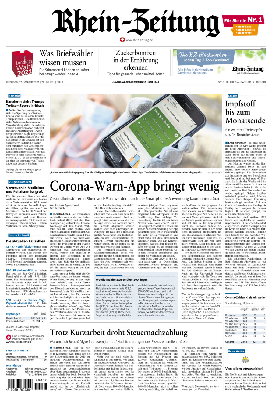 Rhein-Zeitung Kreis Ahrweiler vom Dienstag, 12.01.2021