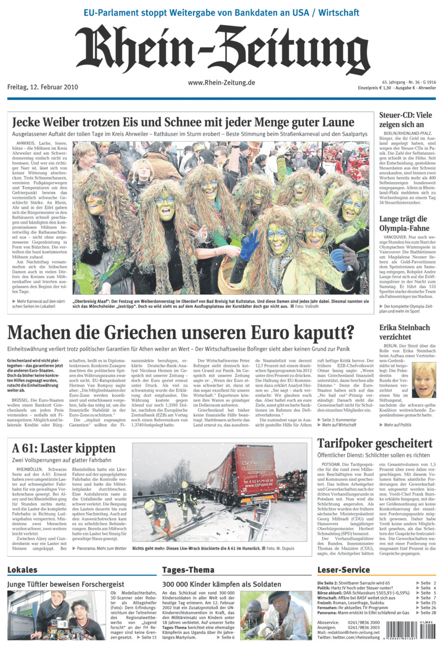 Rhein-Zeitung Kreis Ahrweiler vom Freitag, 12.02.2010