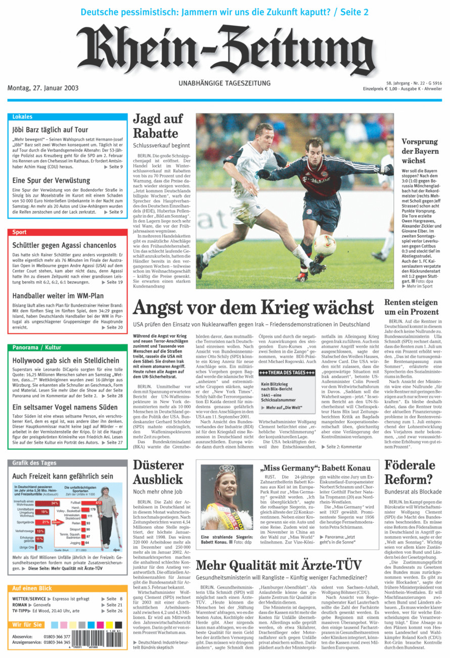 Rhein-Zeitung Kreis Ahrweiler vom Montag, 27.01.2003