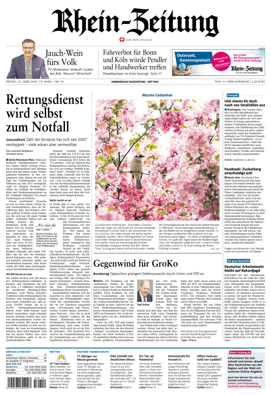 Rhein-Zeitung Kreis Ahrweiler vom Freitag, 23.03.2018