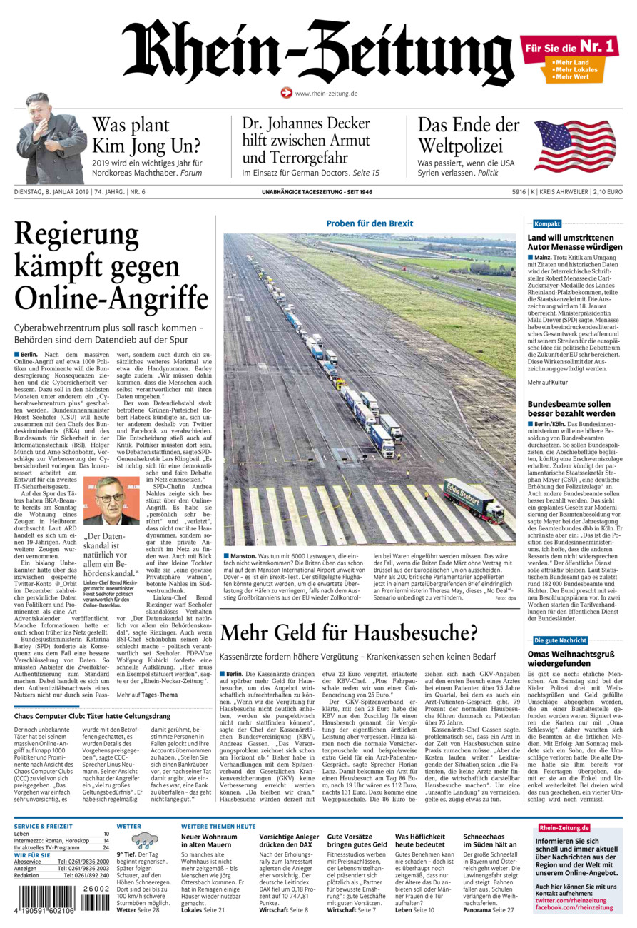Rhein-Zeitung Kreis Ahrweiler vom Dienstag, 08.01.2019
