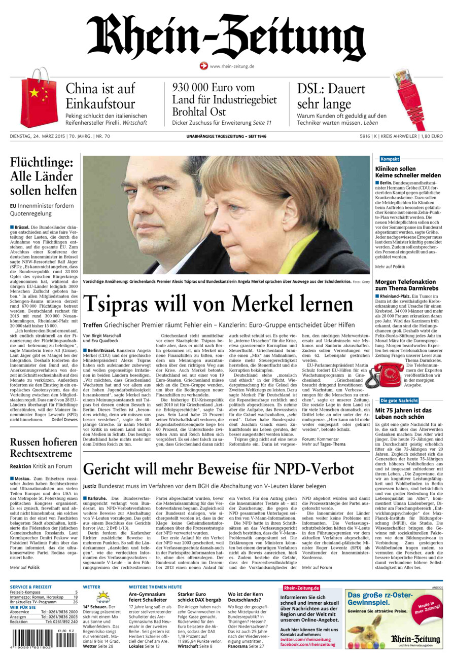 Rhein-Zeitung Kreis Ahrweiler vom Dienstag, 24.03.2015