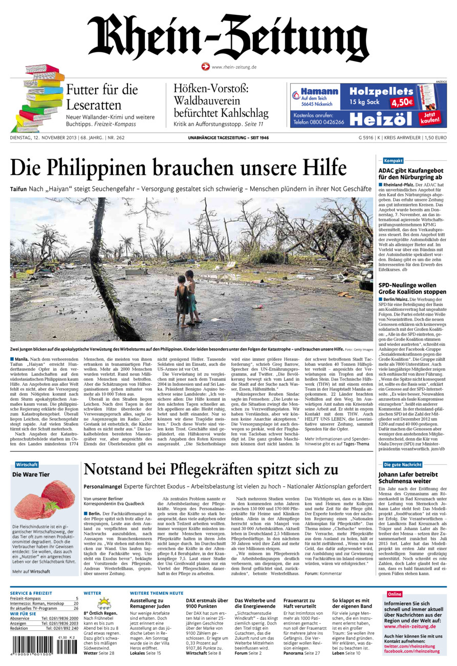 Rhein-Zeitung Kreis Ahrweiler vom Dienstag, 12.11.2013