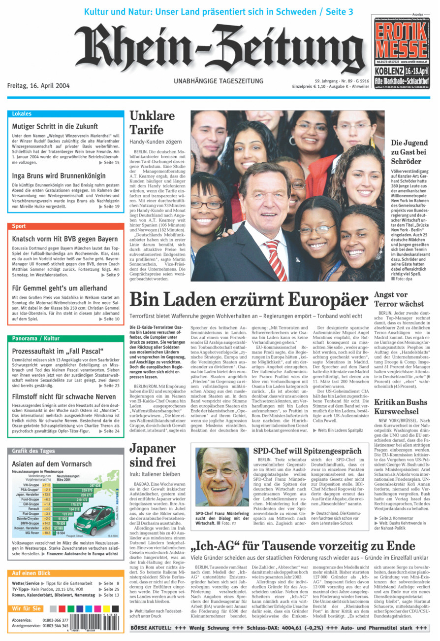 Rhein-Zeitung Kreis Ahrweiler vom Freitag, 16.04.2004