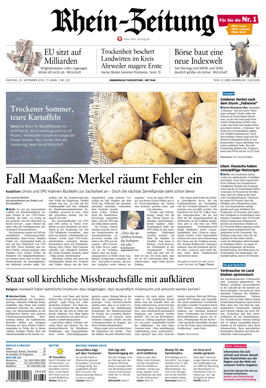 Rhein-Zeitung Kreis Ahrweiler vom Dienstag, 25.09.2018