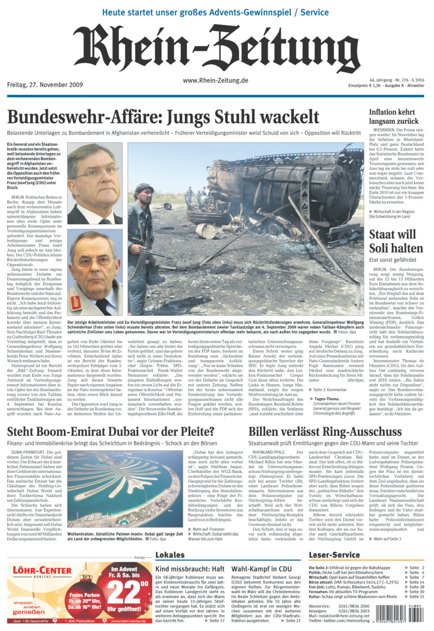 Rhein-Zeitung Kreis Ahrweiler vom Freitag, 27.11.2009