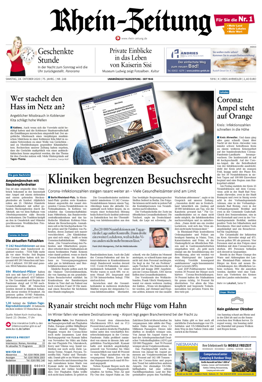 Rhein-Zeitung Kreis Ahrweiler vom Samstag, 24.10.2020
