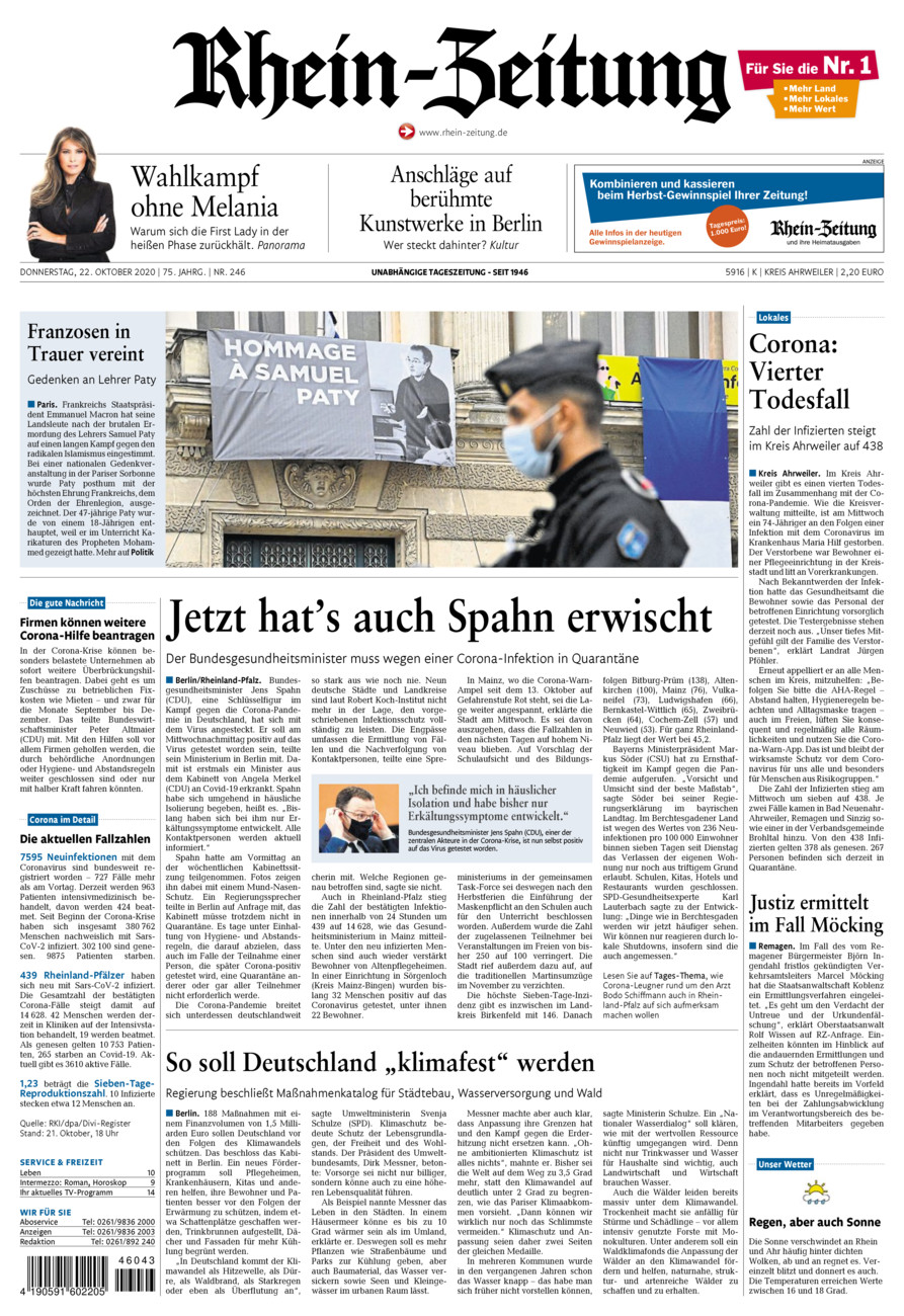 Rhein-Zeitung Kreis Ahrweiler vom Donnerstag, 22.10.2020