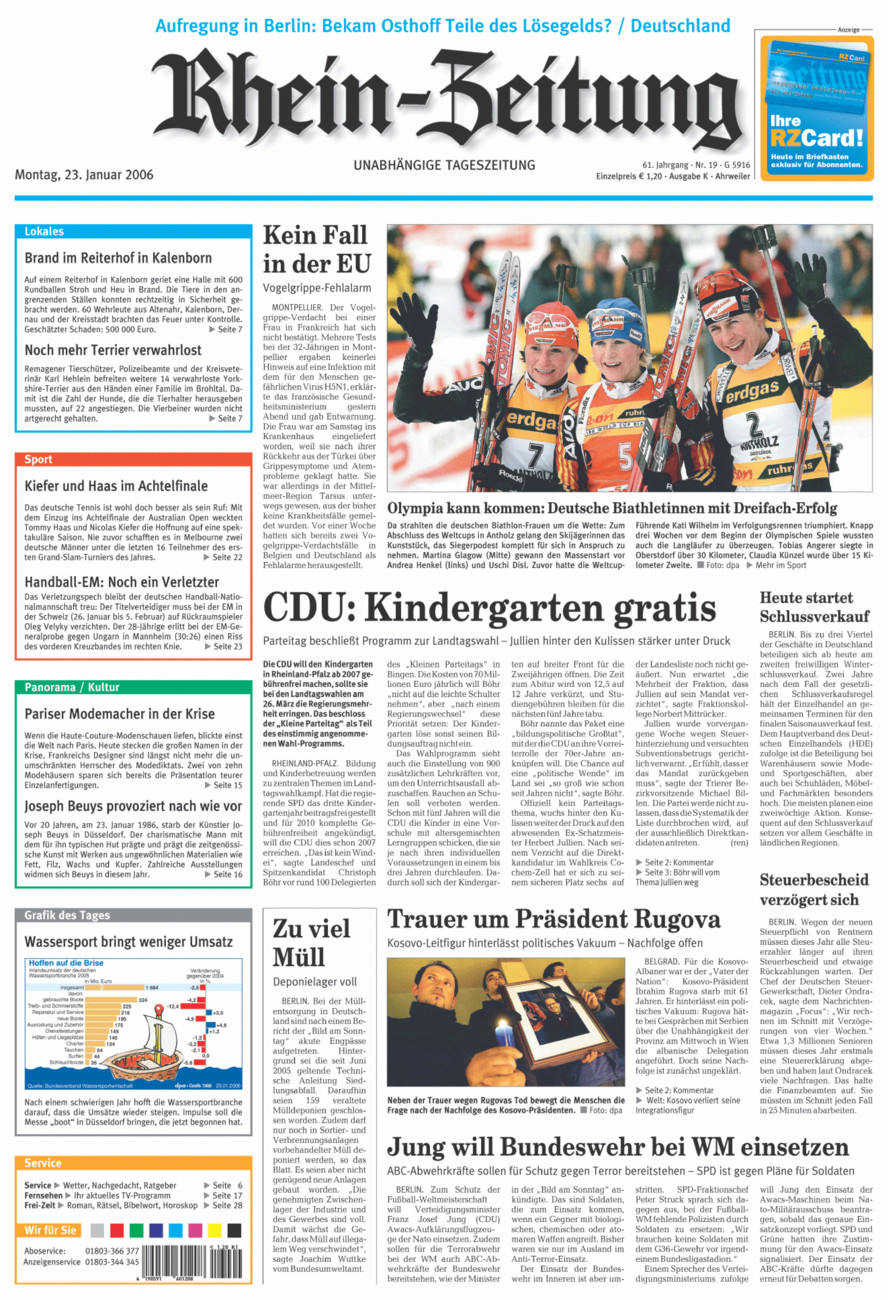 Rhein-Zeitung Kreis Ahrweiler vom Montag, 23.01.2006