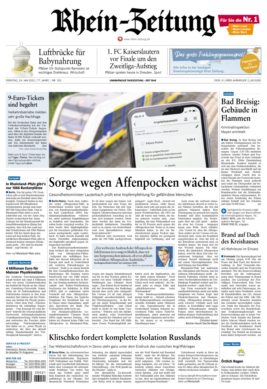 Rhein-Zeitung Kreis Ahrweiler vom Dienstag, 24.05.2022