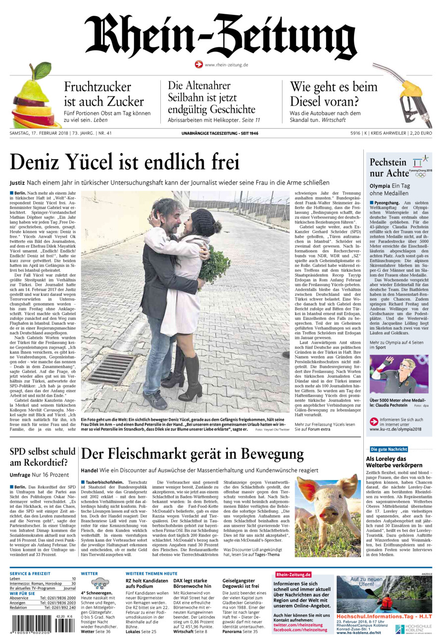 Rhein-Zeitung Kreis Ahrweiler vom Samstag, 17.02.2018