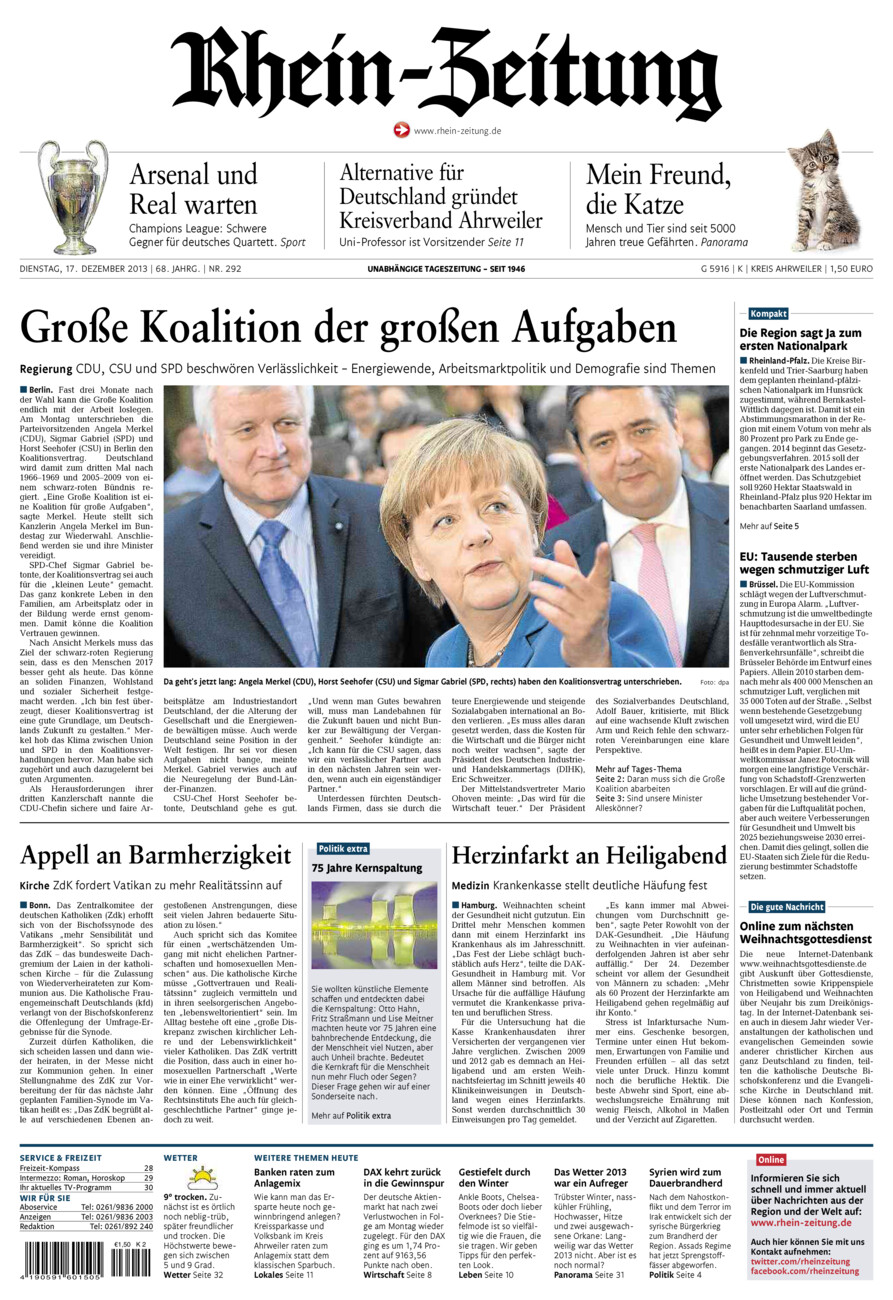 Rhein-Zeitung Kreis Ahrweiler vom Dienstag, 17.12.2013