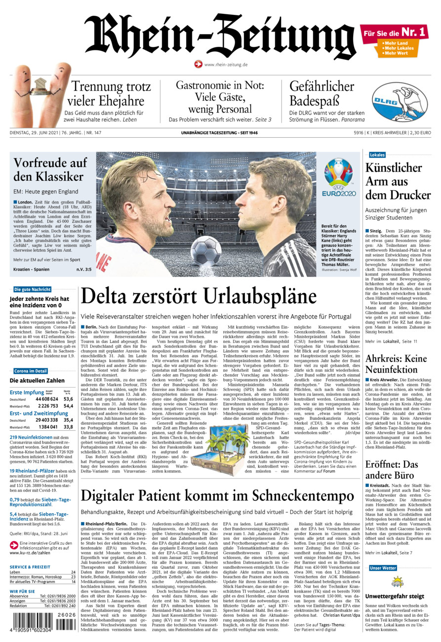 Rhein-Zeitung Kreis Ahrweiler vom Dienstag, 29.06.2021
