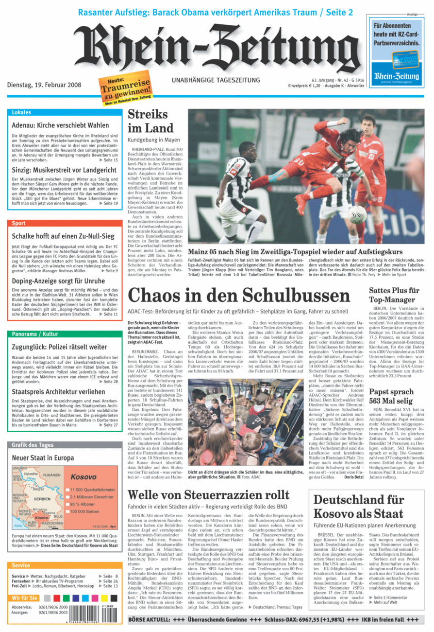 Rhein-Zeitung Kreis Ahrweiler vom Dienstag, 19.02.2008