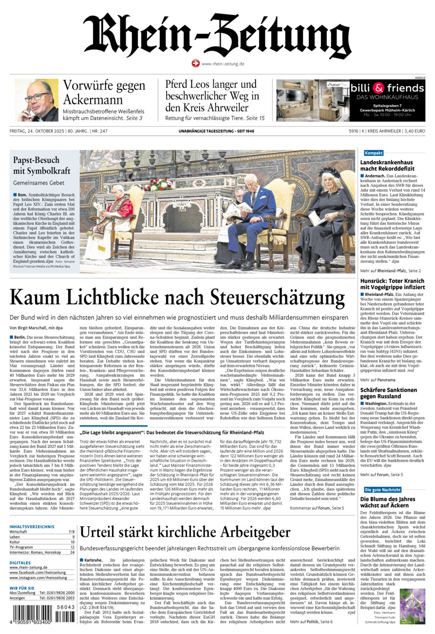 Rhein-Zeitung Kreis Ahrweiler vom Freitag, 24.10.2025