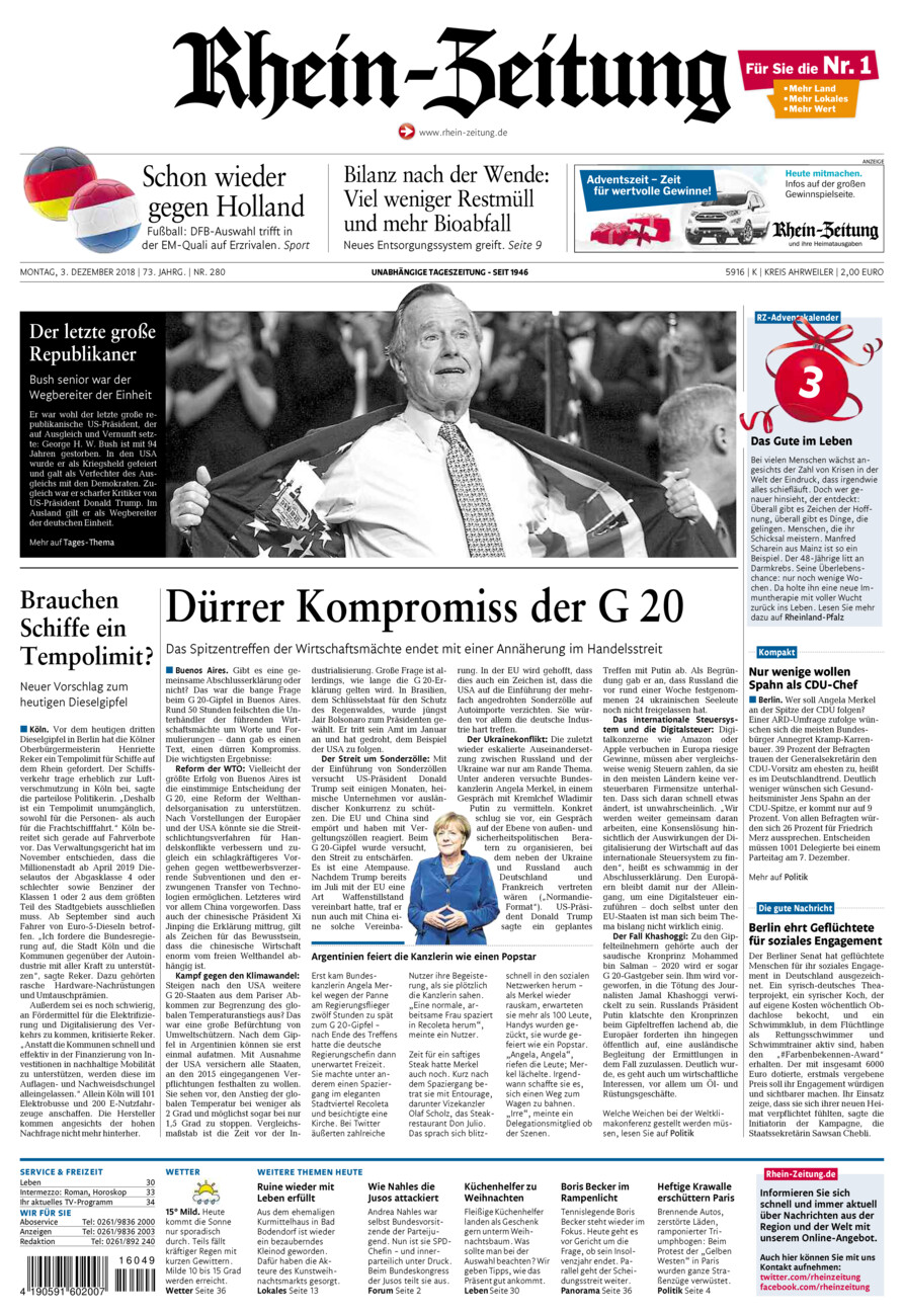 Rhein-Zeitung Kreis Ahrweiler vom Montag, 03.12.2018