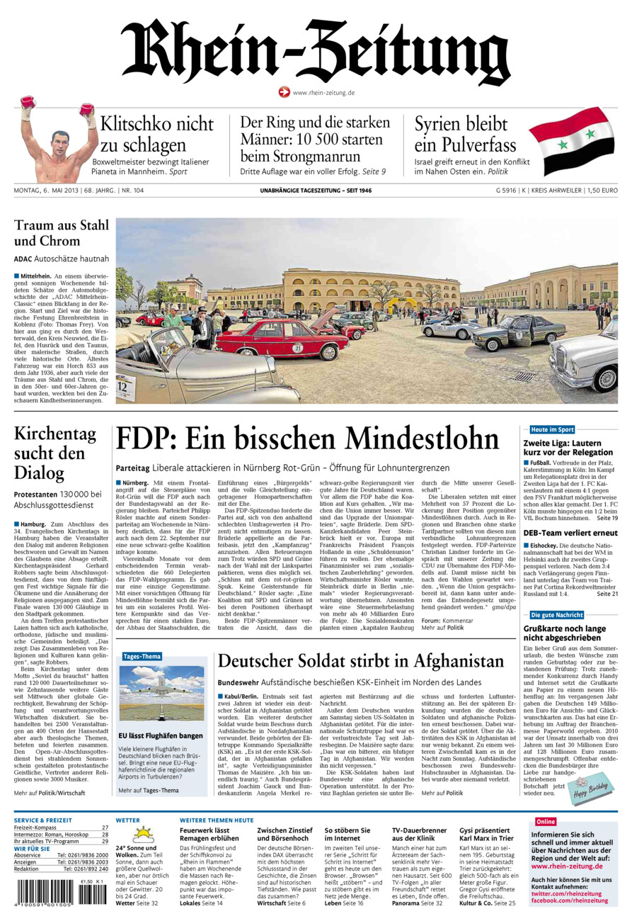 Rhein-Zeitung Kreis Ahrweiler vom Montag, 06.05.2013