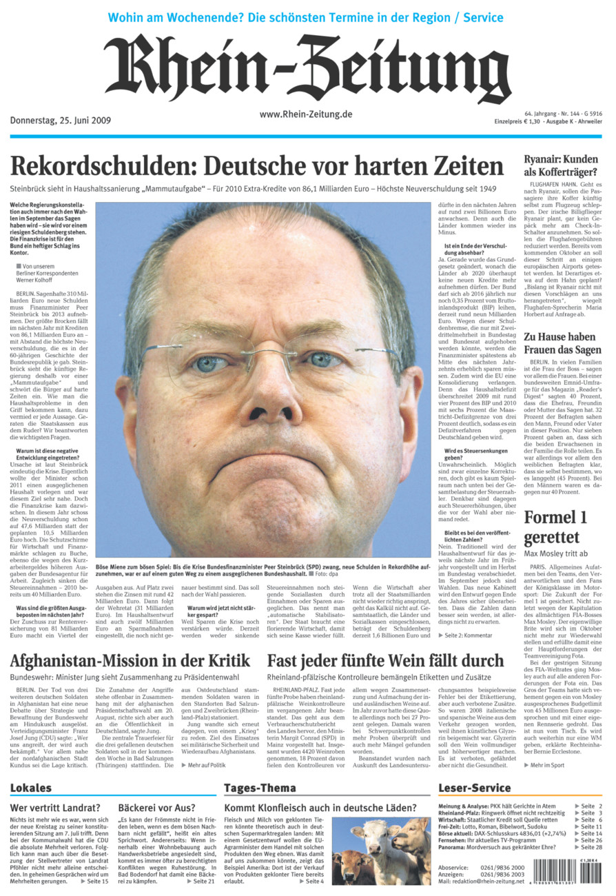 Rhein-Zeitung Kreis Ahrweiler vom Donnerstag, 25.06.2009