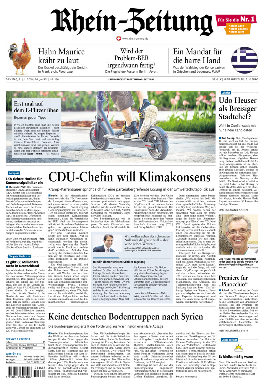 Rhein-Zeitung Kreis Ahrweiler vom Dienstag, 09.07.2019
