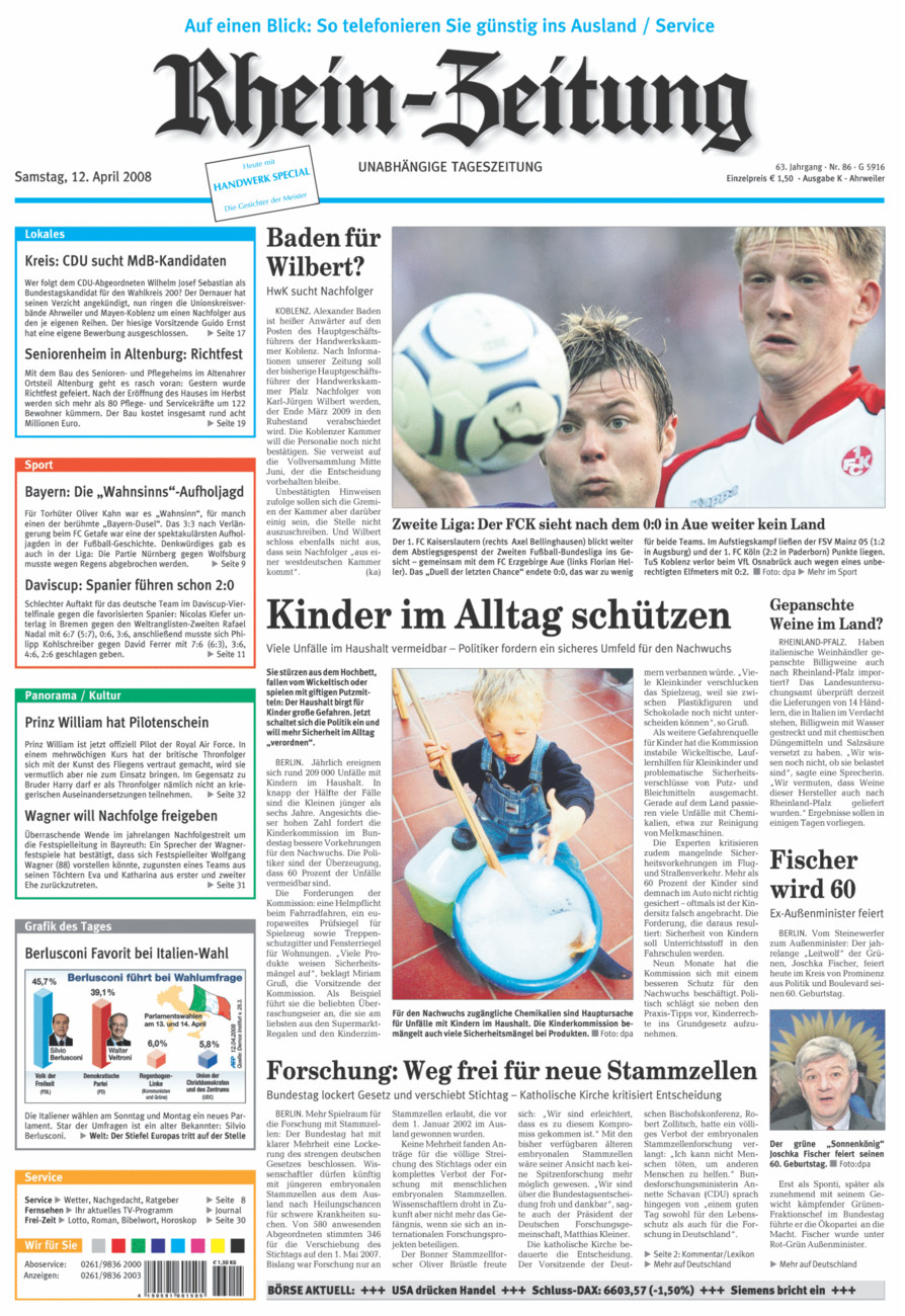 Rhein-Zeitung Kreis Ahrweiler vom Samstag, 12.04.2008