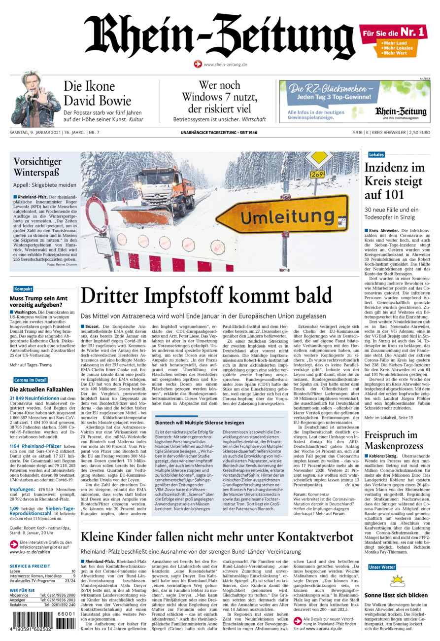 Rhein-Zeitung Kreis Ahrweiler vom Samstag, 09.01.2021