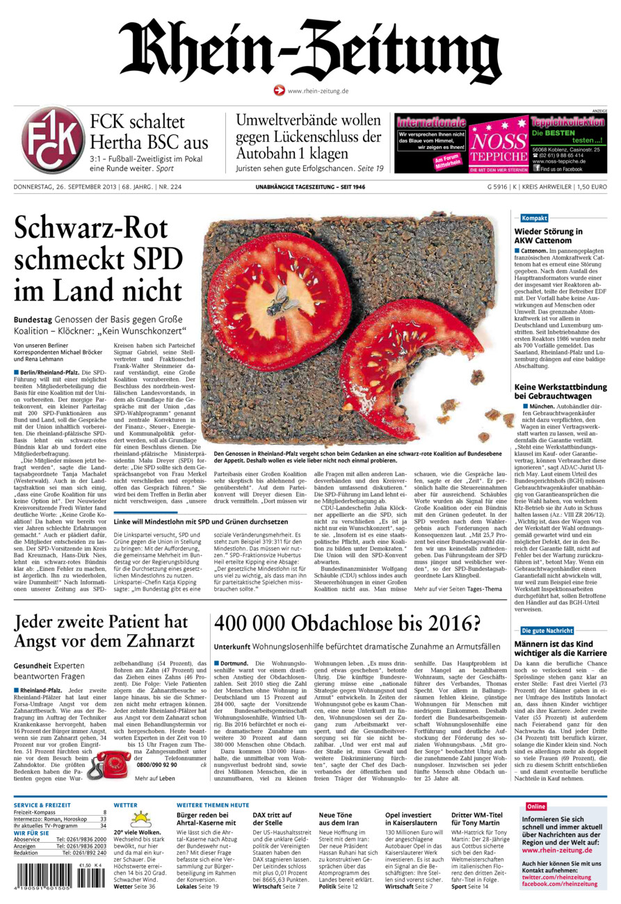 Rhein-Zeitung Kreis Ahrweiler vom Donnerstag, 26.09.2013