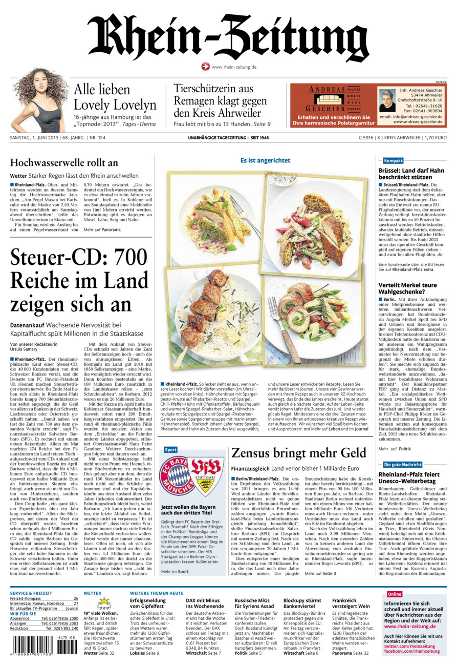 Rhein-Zeitung Kreis Ahrweiler vom Samstag, 01.06.2013