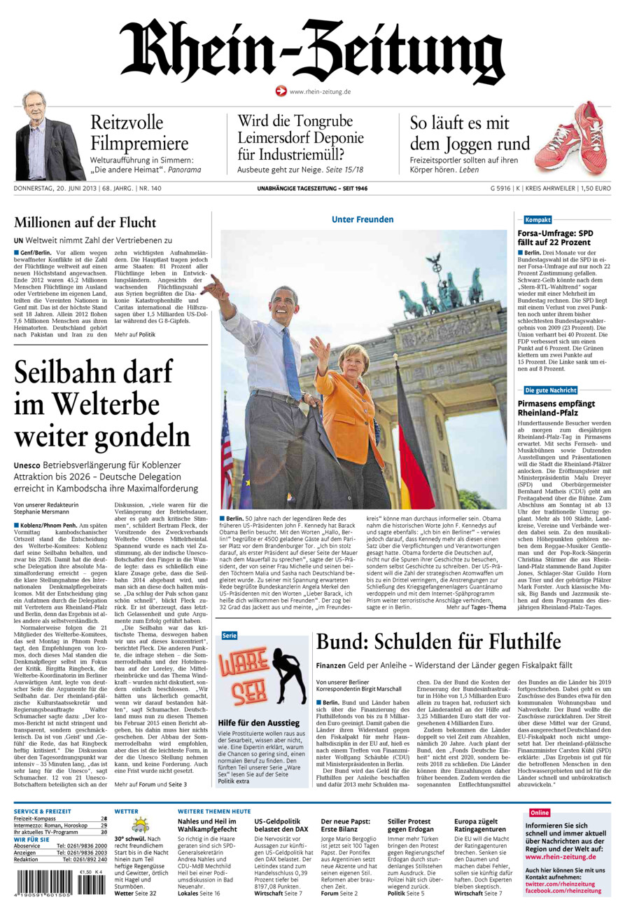 Rhein-Zeitung Kreis Ahrweiler vom Donnerstag, 20.06.2013