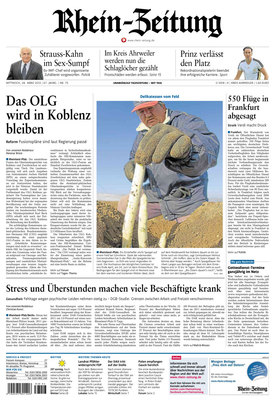 Rhein-Zeitung Kreis Ahrweiler vom Mittwoch, 28.03.2012