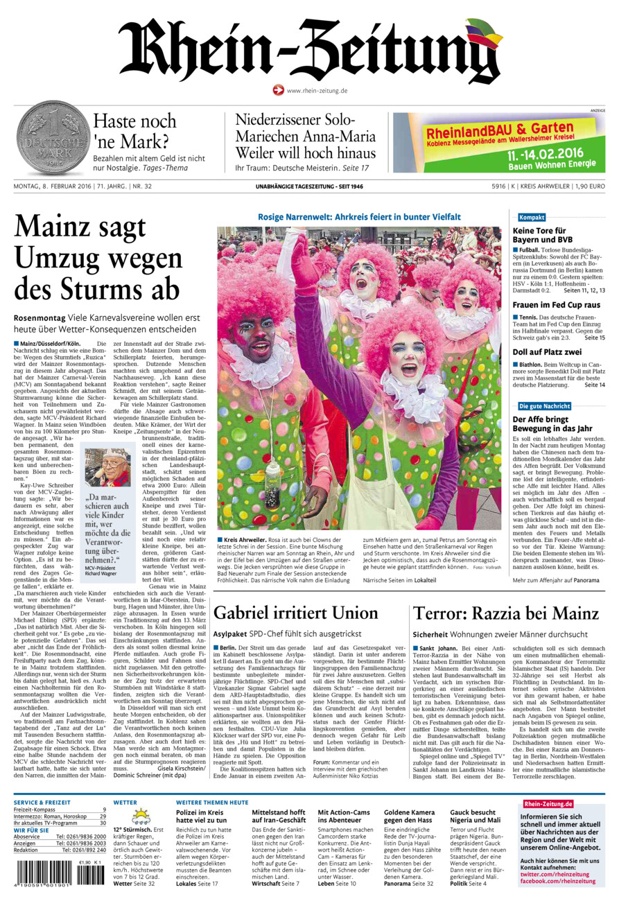 Rhein-Zeitung Kreis Ahrweiler vom Montag, 08.02.2016