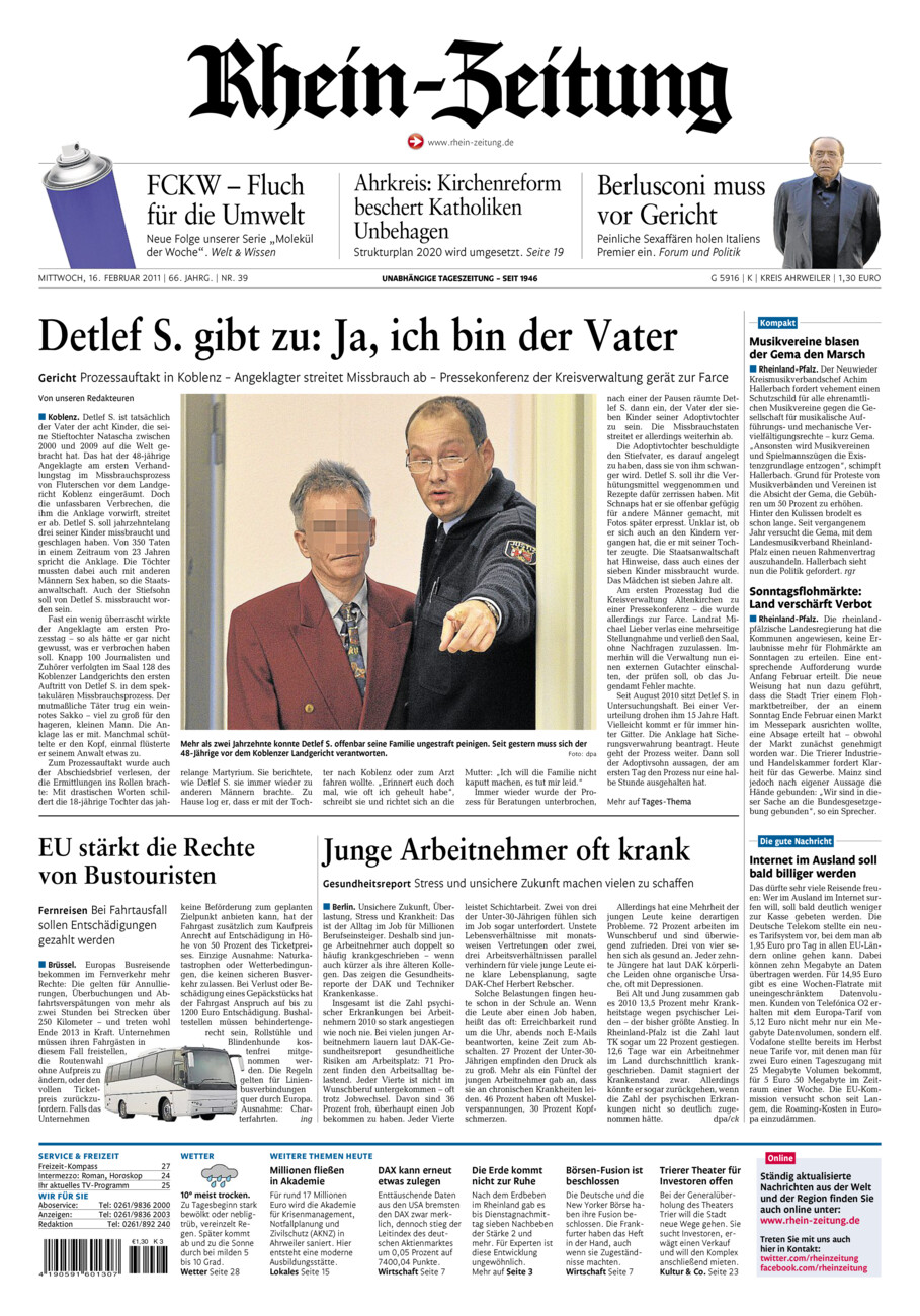Rhein-Zeitung Kreis Ahrweiler vom Mittwoch, 16.02.2011