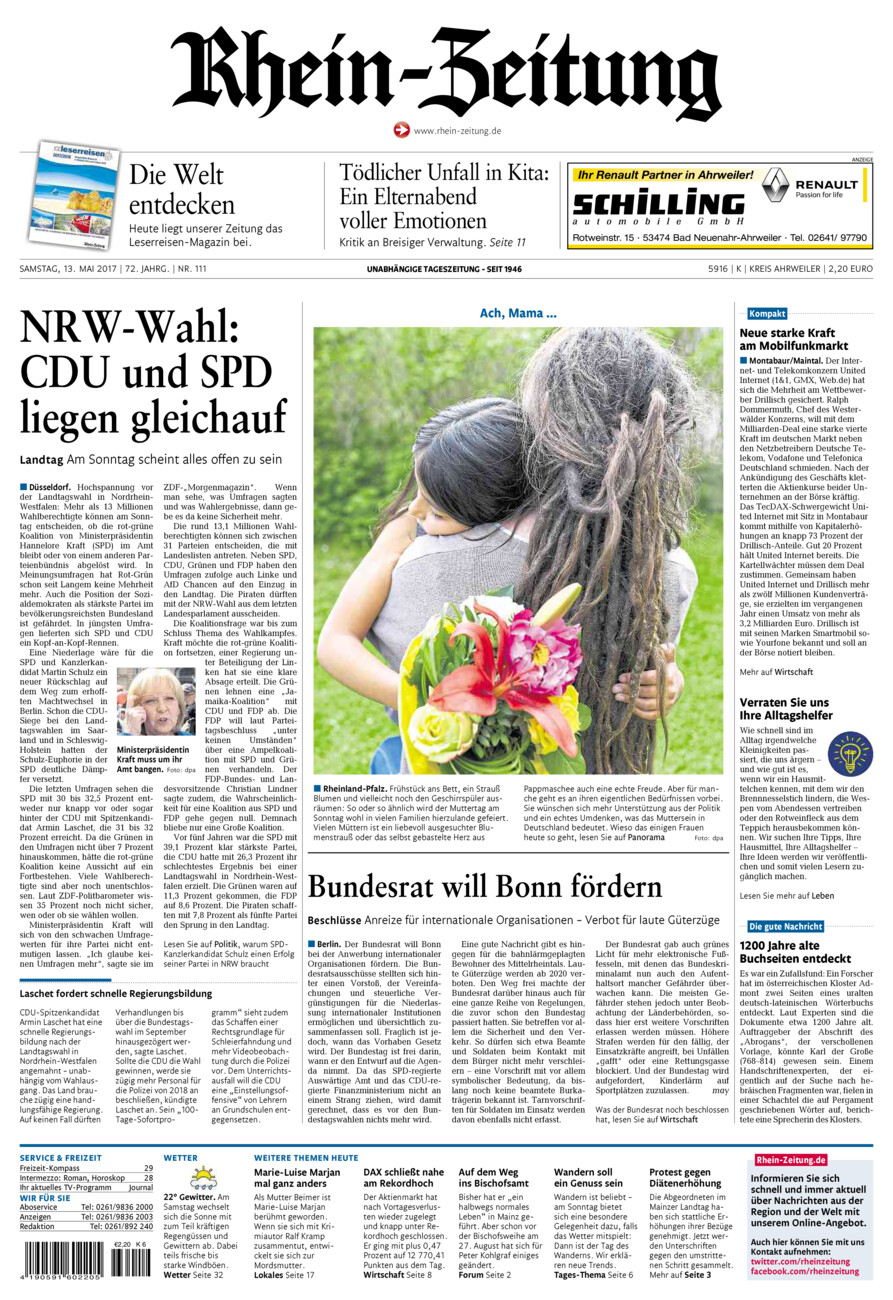Rhein-Zeitung Kreis Ahrweiler vom Samstag, 13.05.2017