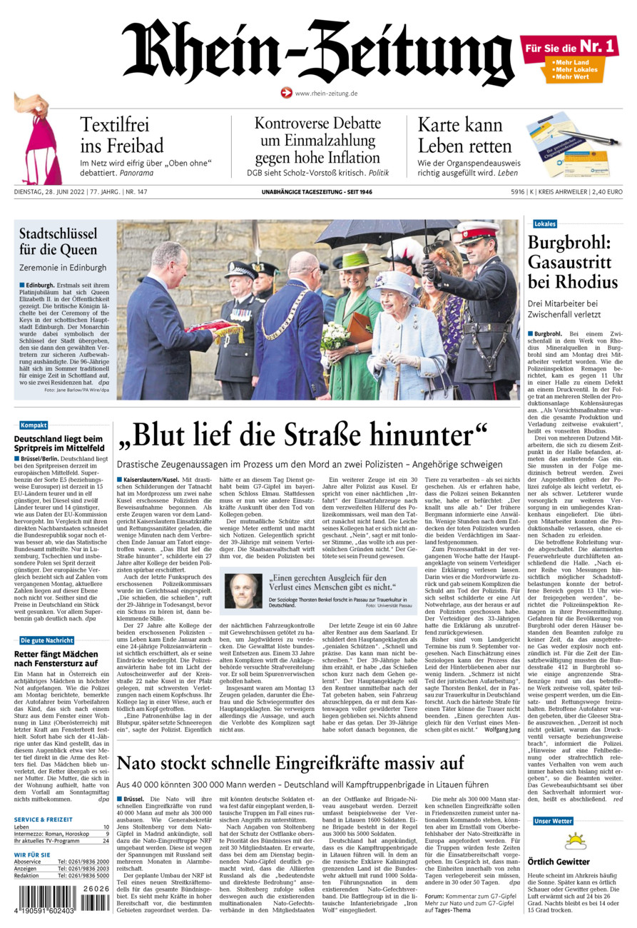 Rhein-Zeitung Kreis Ahrweiler vom Dienstag, 28.06.2022