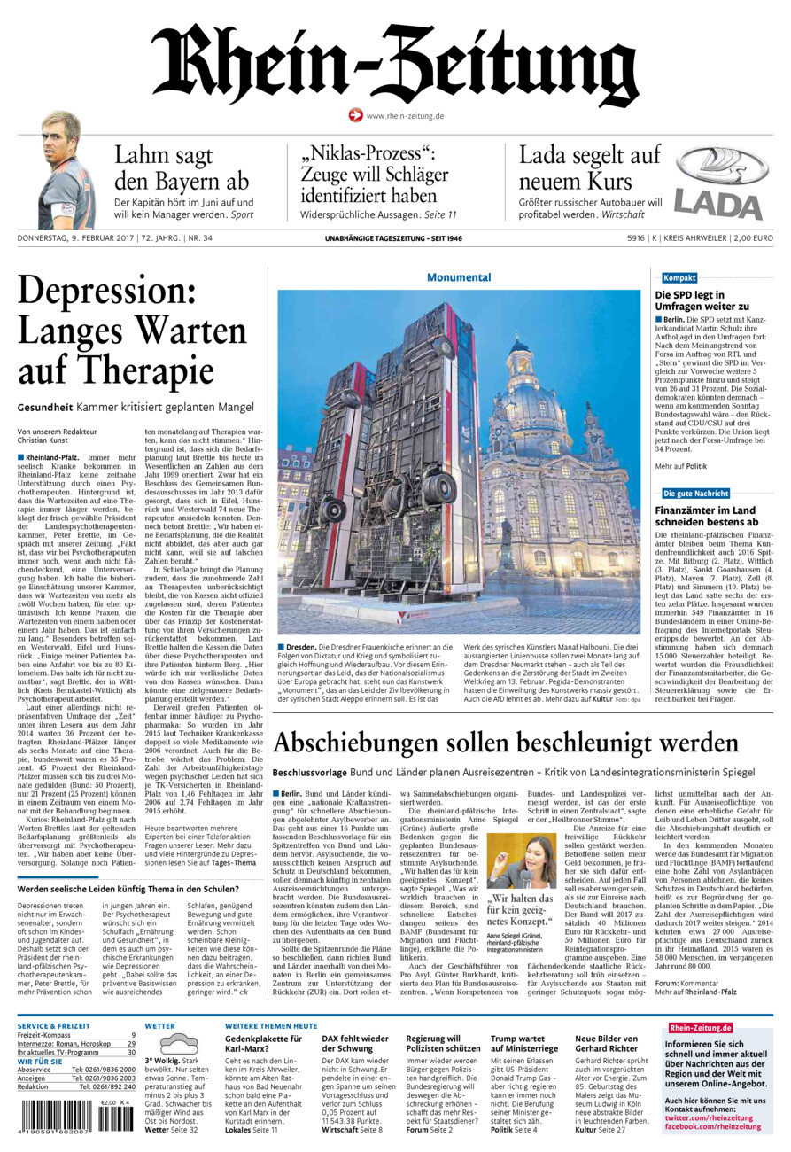 Rhein-Zeitung Kreis Ahrweiler vom Donnerstag, 09.02.2017
