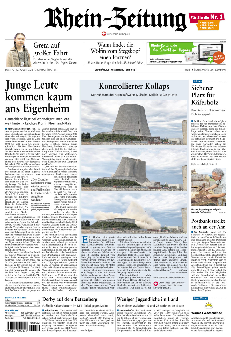 Rhein-Zeitung Kreis Ahrweiler vom Samstag, 10.08.2019