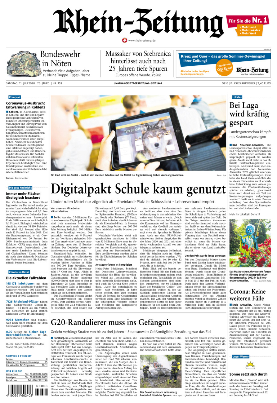 Rhein-Zeitung Kreis Ahrweiler vom Samstag, 11.07.2020