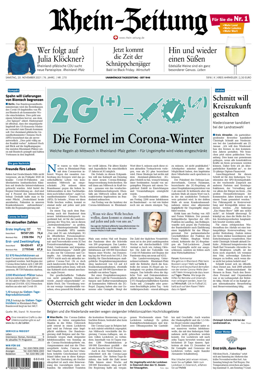 Rhein-Zeitung Kreis Ahrweiler vom Samstag, 20.11.2021