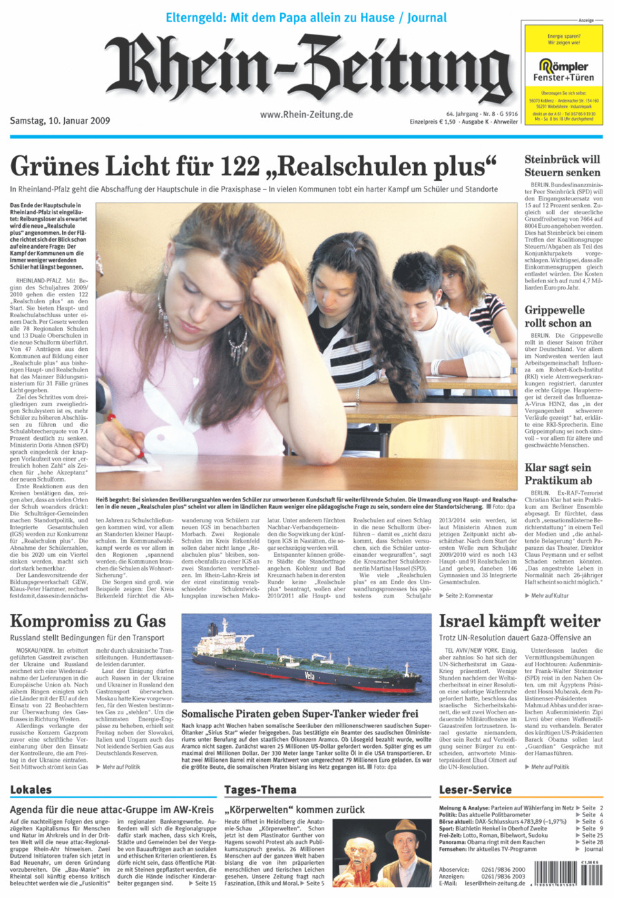 Rhein-Zeitung Kreis Ahrweiler vom Samstag, 10.01.2009